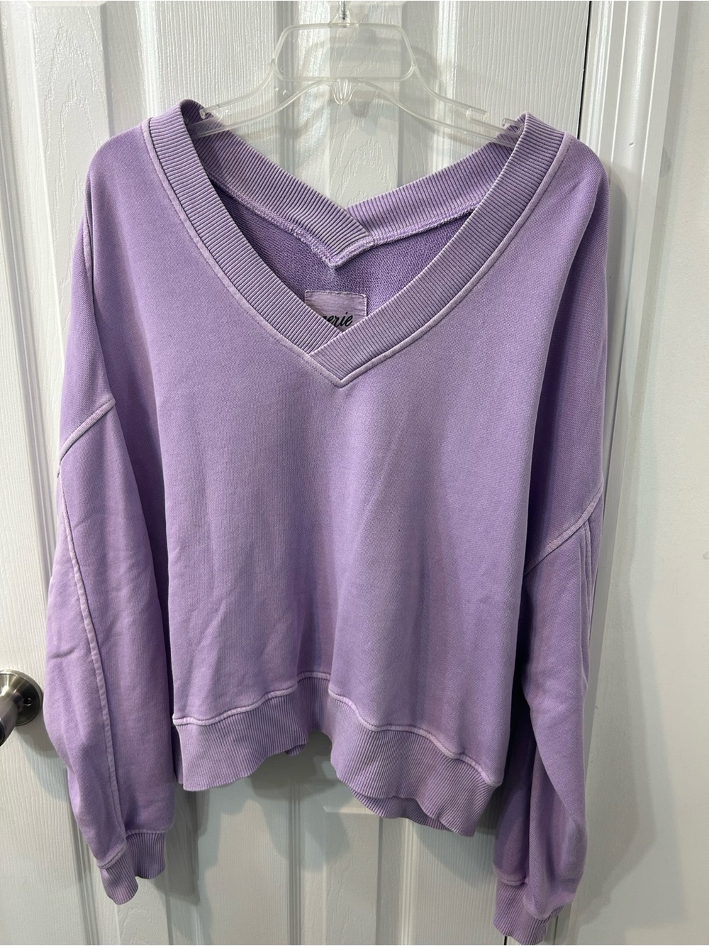 Aerie Lavender V-Neck Pullover Sweatshirt